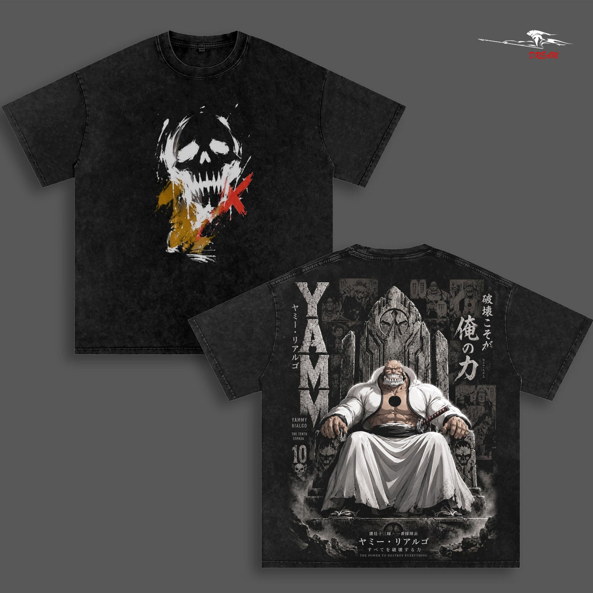 Espada Beach V8 Anime Double Printed Vintage Washed Tee Unisex Oversize Heavyweight Cotton T-shirt for Anime Fans and Lovers