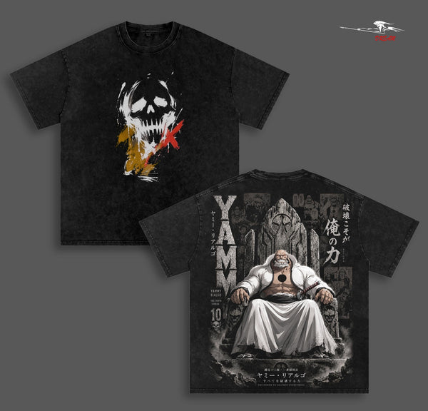 Espada Beach V8 Anime Double Printed Vintage Washed Tee Unisex Oversize Heavyweight Cotton T-shirt for Anime Fans and Lovers
