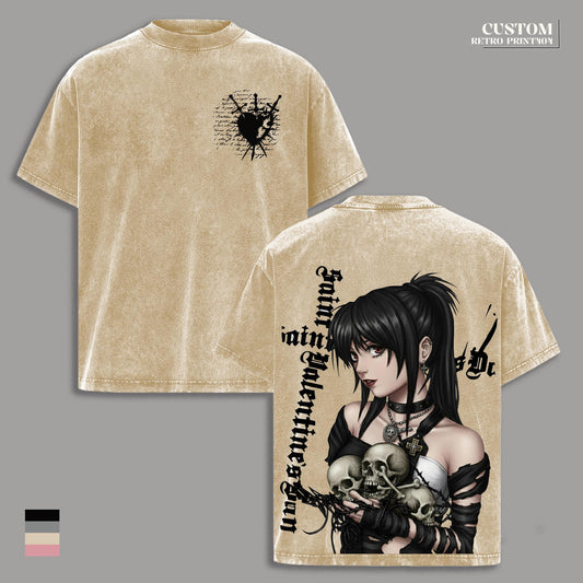 Misa Amane Death Note Dark Vintage Washed Oversized T-Shirt, Gothic Anime Graphic Tee Heavyweight Soft Cotton Dark Streetwear, Unisex Manga Fan Gift Shirt