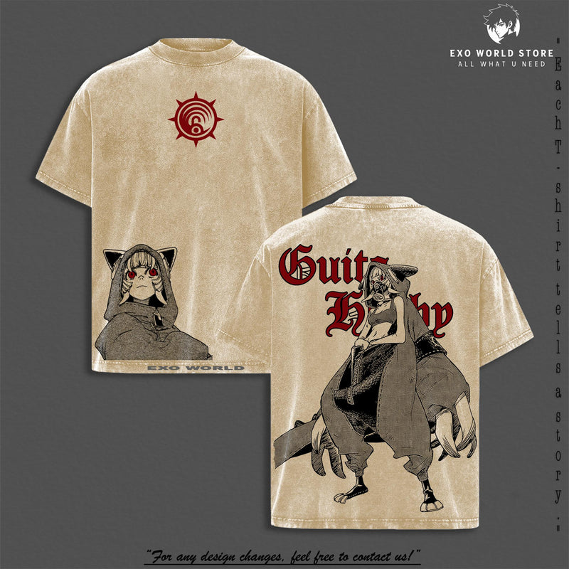 Guita Hebby Gachiakuta T-Shirt – Manga Graphic Tee – Urban Dystopia Streetwear Style – Vintage Washed Oversized Unisex Top – Anime Art Punk Bandcore Shirt Trending