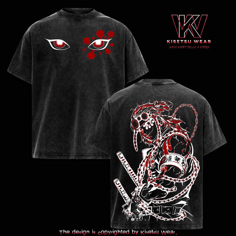 Tengen Uzui Flashy Warrior T-Shirt – Vintage Washed Demon Slayer Sound Hashira Graphic Tee, Anime Art Shirt, Oversized Soft Cotton Streetwear, Unisex Casual Apparel, Gift for Anime Fans