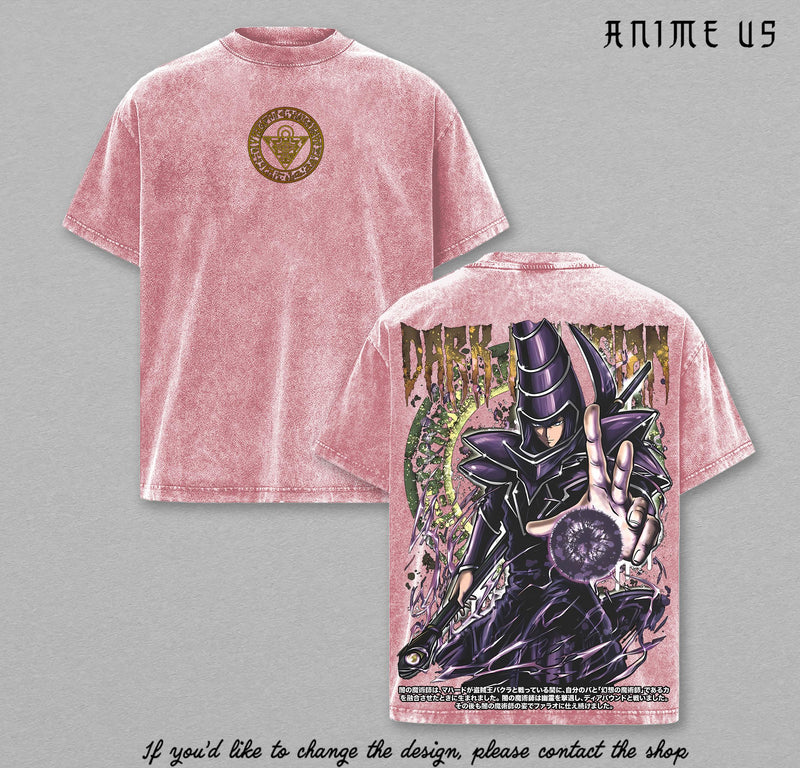 Dark Magician Yu-Gi-Oh Vintage Washed T-Shirt | Retro Anime Streetwear Inspired by the Legendary Spellcaster | Magic Circle Graphic Tee for YuGi Style Fans | Heavy Cotton