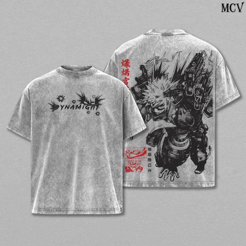 Katsuki Bakugo T-Shirt, My Hero Academia Anime Tee, Explosion Hero Vintage Washed Tee