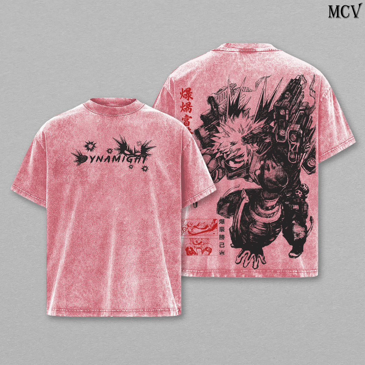 Katsuki Bakugo T-Shirt, My Hero Academia Anime Tee, Explosion Hero Vintage Washed Tee