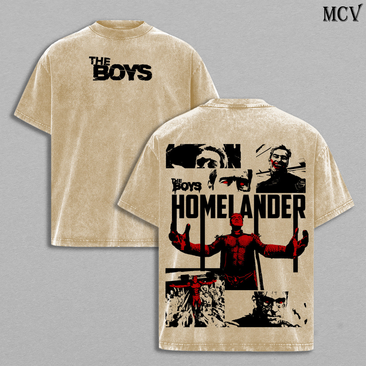 The Boys Homelander T-Shirt, Vintage Washed Heavyweight Oversized Cotton Tee