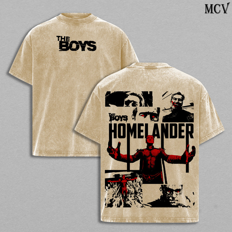 The Boys Homelander T-Shirt, Vintage Washed Heavyweight Oversized Cotton Tee