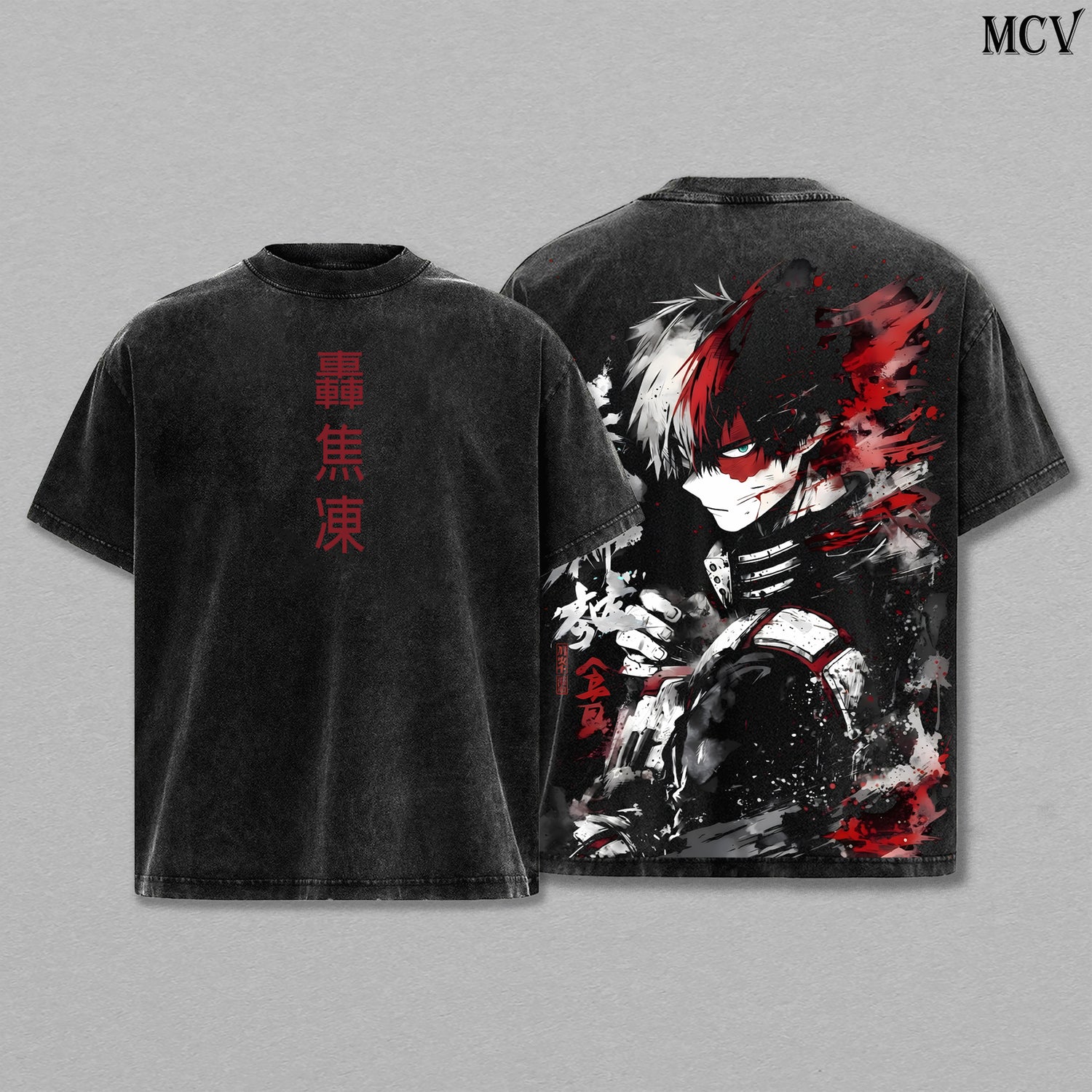 Shoto Todoroki T-Shirt, My Hero Academia Anime Tee, Ice Fire Dual Power Vintage Washed Tee