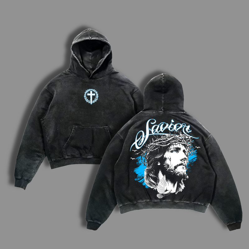 Savior Jesus Christ Vintage Washed T-Shirt / Sweatshirt / Hoodie Christian Streetwear Tee | Cross & Dove Graphic Heavy Cotton Shirt | Faith Over Fear Apparel Gift