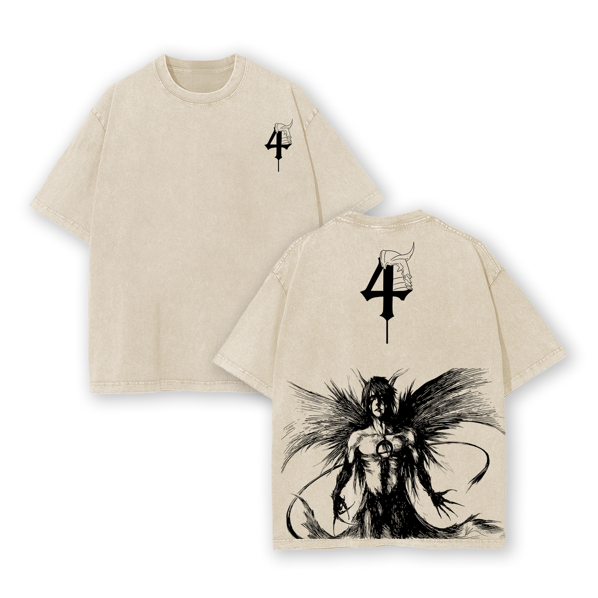 Ulquiorra Cifer x Bleach Anime Double Printed Vintage Washed Tee