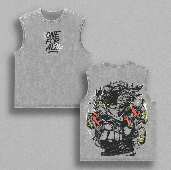 Izuku Midoriya “One For All” Vintage Washed Oversized T-Shirt – My Hero Academia Anime Graphic Tee, Deku Shirt, Soft Cotton Streetwear Casual Apparel, Unisex Top, Gift for MHA Fans