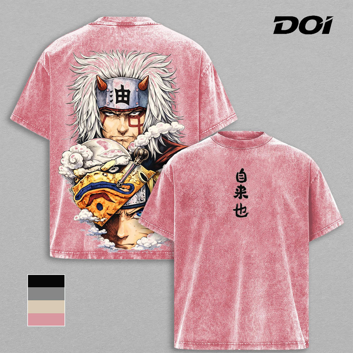 Jiraiya NRT Anime Graphic Tee Vintage Washed Shirt | Legendary Sannin Ninja Gym Pump Cover Oversized Streetwear | Heavyweight Cotton Anime Shirt Gift for Naruto Fans