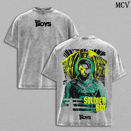 Soldier Boy The Boys Washed T-Shirt, Vintage Superhero Oversized Tee, Heavy Cotton Shirt
