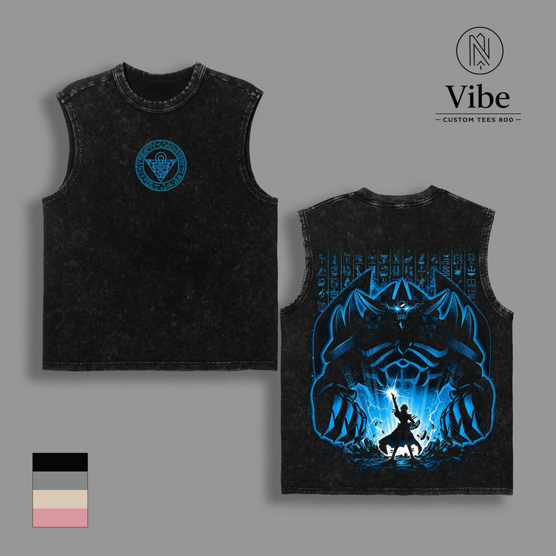 Obelisk The Tormentor Yu-Gi-Oh Vintage Washed T-Shirt, Tank Top, Sweatshirt, Hoodie Egyptian God Card Anime Graphic Tee, Duel Monsters Oversized Streetwear Cotton Tshirt, Classic Menswear Clothes Apparel, Gift for Yu-Gi-Oh Fans Men & Women