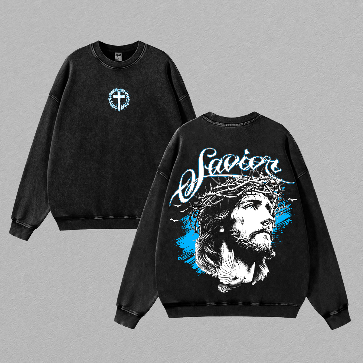Savior Jesus Christ Vintage Washed T-Shirt / Sweatshirt / Hoodie Christian Streetwear Tee | Cross & Dove Graphic Heavy Cotton Shirt | Faith Over Fear Apparel Gift