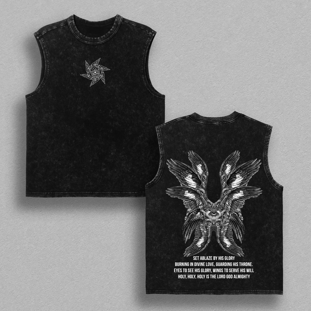 Seraphim Angel Tee | Set Ablaze by His Glory Shirt / Sweatshirt / Hoodie | Christian Vintage Washed Oversized T-Shirt | Wings of Fire Divine Love Graphic | Holy Faith Jesus Apparel Christian Bible Verse