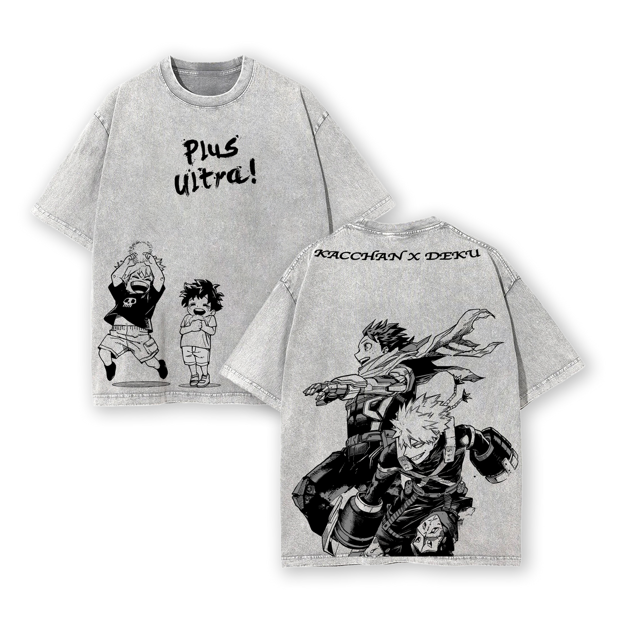 Bakugo x Deku - My Hero Academia Vintage Wash Oversized T-Shirt