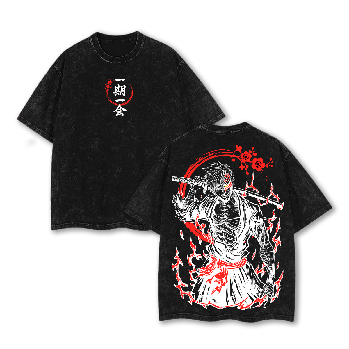 Ichigo Kurosaki Bankai T-shirt - Bleach Anime Vintage Washed Graphic Tee