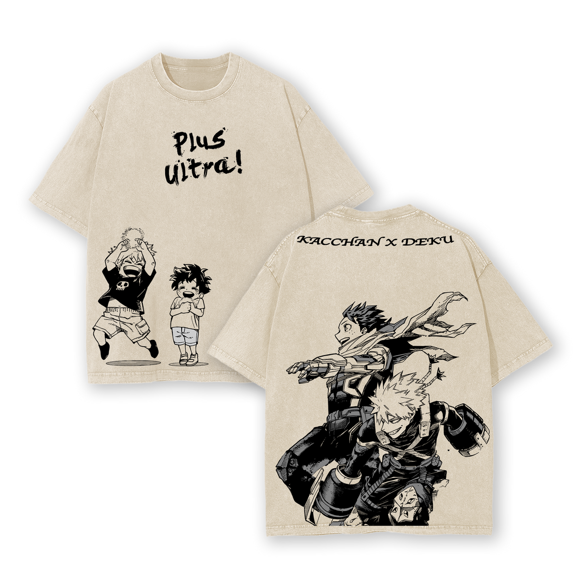 Bakugo x Deku - My Hero Academia Vintage Wash Oversized T-Shirt