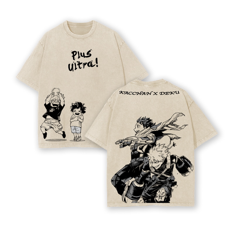 Bakugo x Deku - My Hero Academia Vintage Wash Oversized T-Shirt
