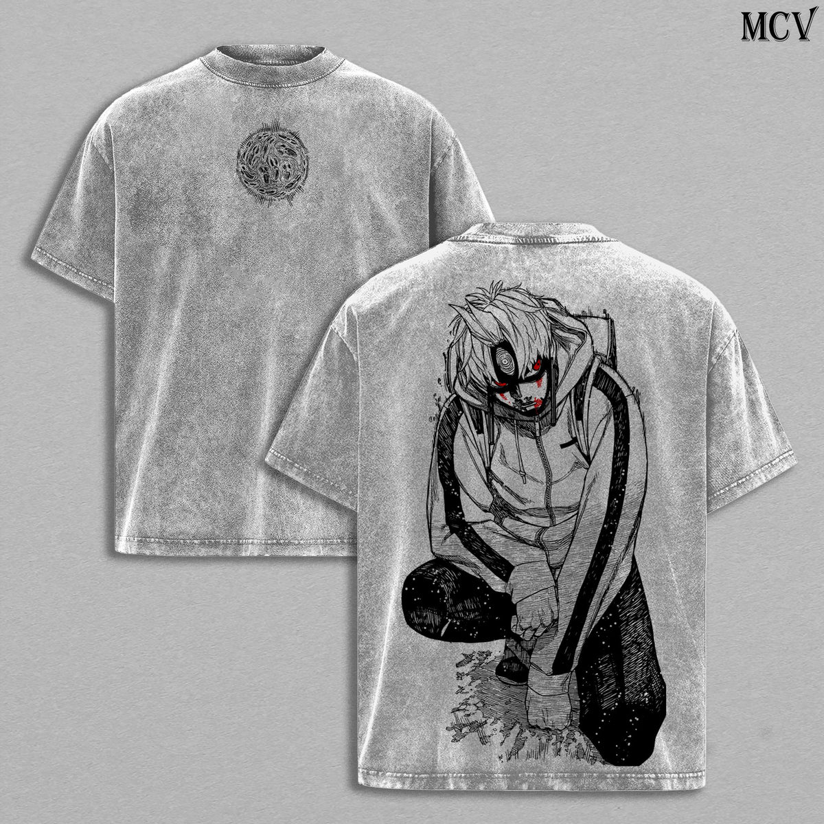 Jin Enjoji Jiji - Dandadan Vintage T-Shirt Menswear Top Underwear Tee Anime Manga Double Printed Washed Oversize Unisex Heavy Cotton Streetwear