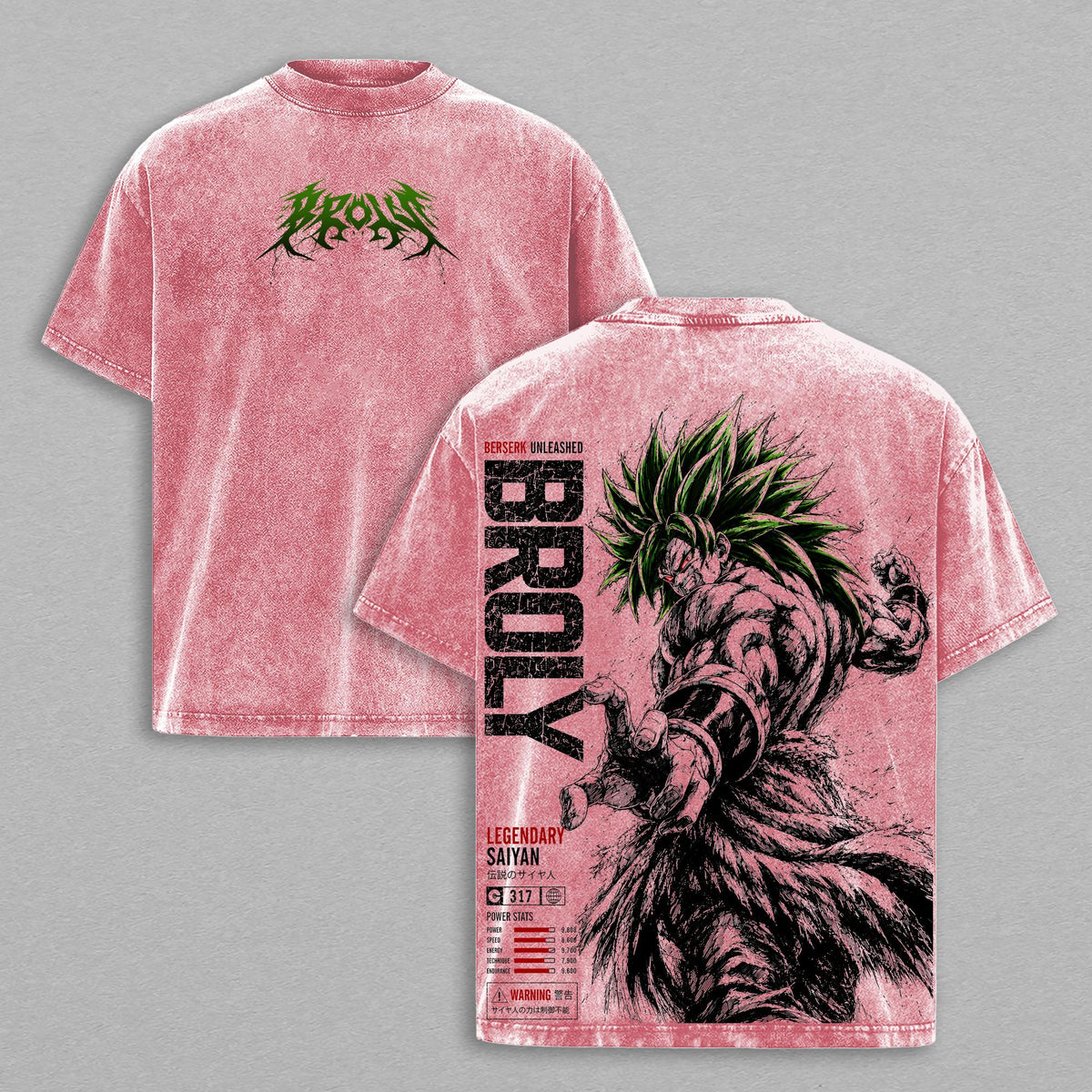 Broly DBZ Washed Tee – SuperSaiyan Berserker Anime Graphic Double Printed T-Shirt Menswear Heavy Cotton Unisex Oversize Streetwear Vintage Battle Beast Edition