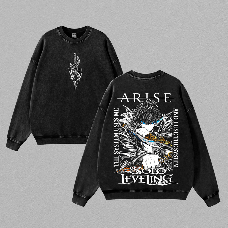 Sung Jin Woo Solo Leveling Anime Graphic Tee Vintage Washed Shirt Unisex Streetwear Arise Anime Shirt Jin Woo Tee Shadow Monarch Solo Leveling Shirt Anime Clothing Gift for Anime Lovers Fans