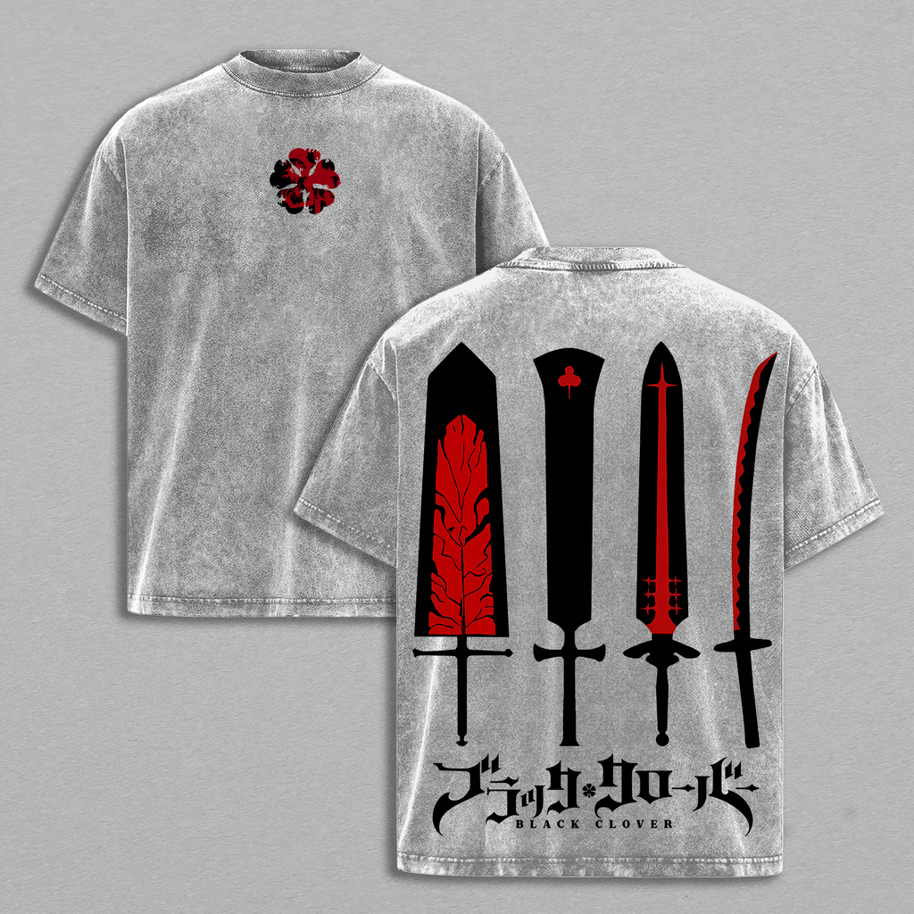 Four Sword Of Demon Asta Black Clover Anime Vintage Washed Tee