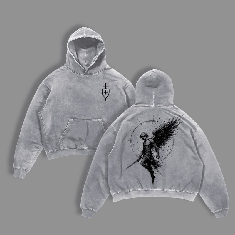 Sanctus Michael Archangelus x Flaming Sword x Shield x Scales of Justice Archangel Michael T-Shirt Washed Church Outfit Gym Pump Cover ,Christian Religious , Jesus Apparel
