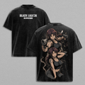 Black Lagoon Anime Double Printed Vintage Washed Tee Unisex Oversize Anime Manga Washed Heavyweight Cotton T-shirt