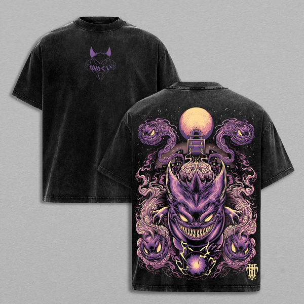 90s Gengar Ghost Lavender Town Legend Anime Vintage Washed Tee