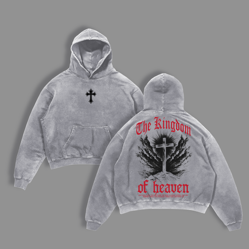 The Kingdom of Heaven Cross T-Shirt | Tank Top | Sweatshirt | Hoodies Washed Jesus Christian Streetwear | Faith Vintage Graphic Tee | Bible Verse Shirt | Religious Gift | Gospel Jesus Apparel Thanksgiving Christmas Outfits