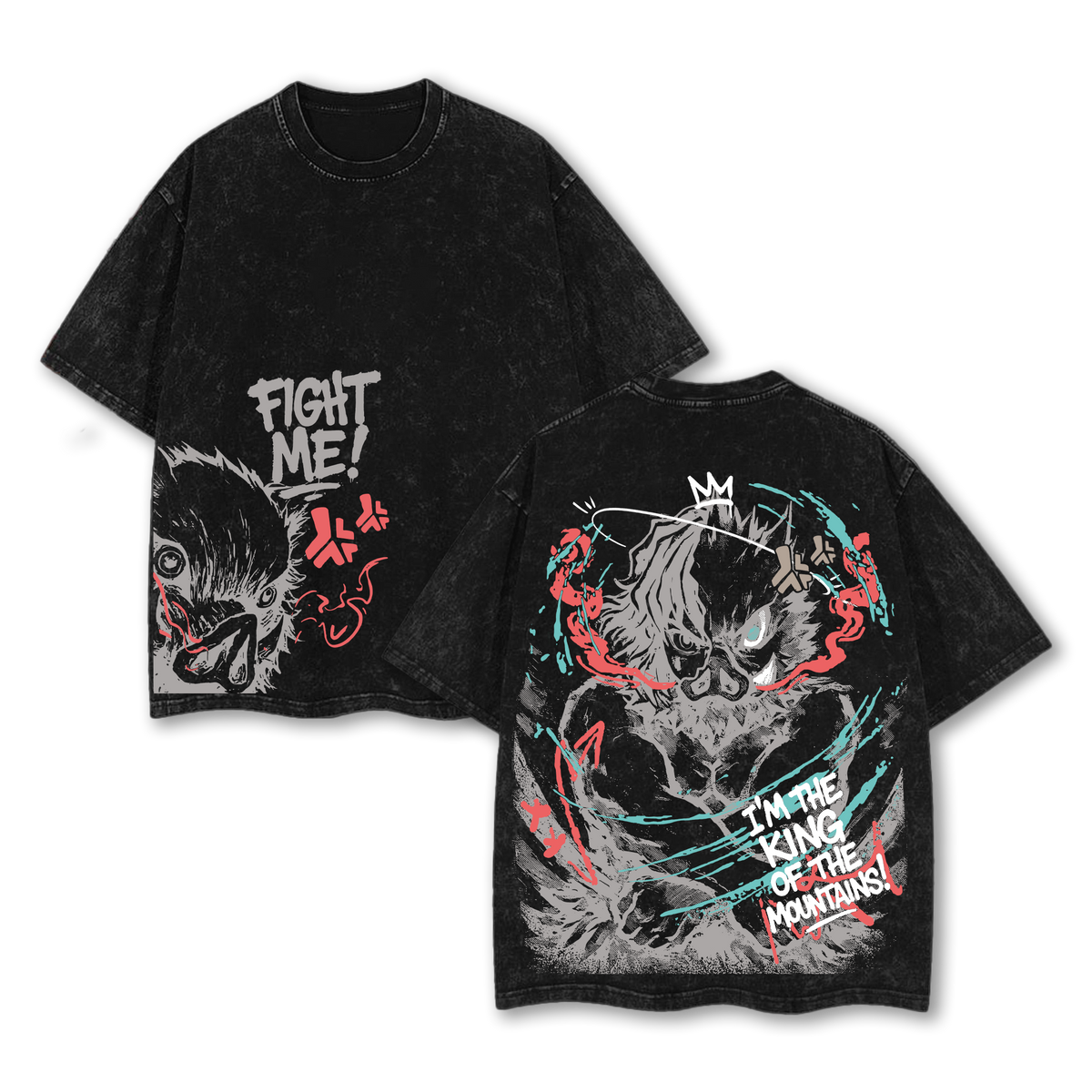 ''I'm the King of the Mountain'' Inosuke - Demon Slayer Anime Washed T-Shirt