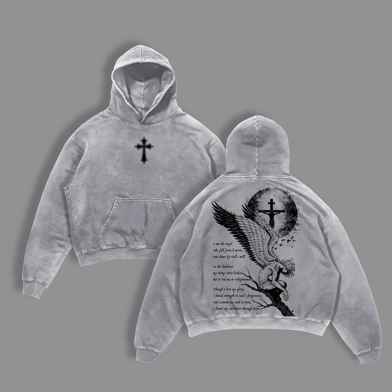 Fallen Angel T-Shirt – Christian Vintage Washed Oversized Graphic Tee, Heavy Cotton Unisex Streetwear Top, Y2K Oversized Streetwear, Jesus Christian Apparel