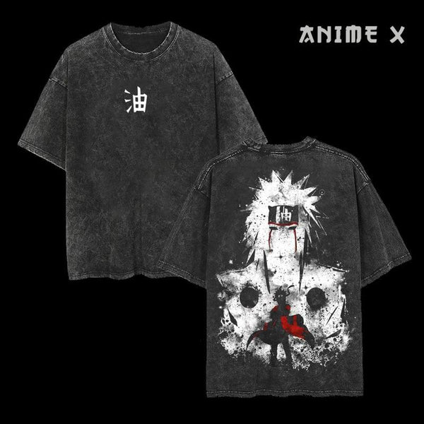 Retro Heavy Limited Legendary Sannin Jiraiya - Naruto Anime Double Printed Vintage  Washed Tee Unisex Oversize Anime Manga Washed Heavyweight Cotton T-shirt, Gift For Anime Fan Lover