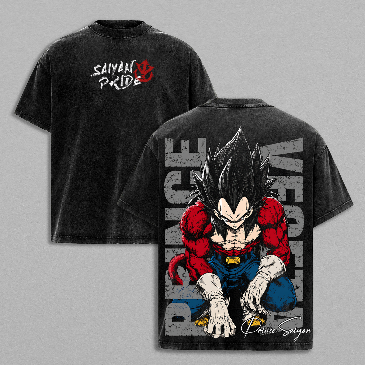 SSJ4 Vegeta Saiyan Pride Dragon Ball vintage washed t-shirt - Black
