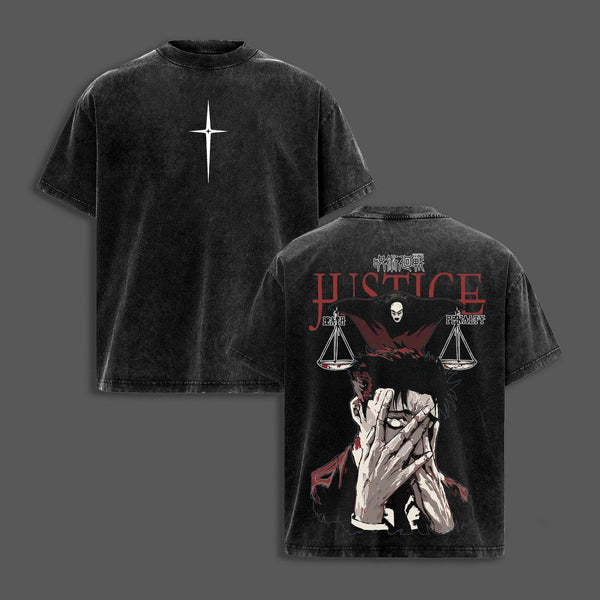 Hiromi Higuruma Jujutsu Kaisen Washed Tee Vintage Oversized Anime Graphic T-Shirt Heavy Cotton Unisex Streetwear Deadly Sentencing Domain Gift for Anime Fans