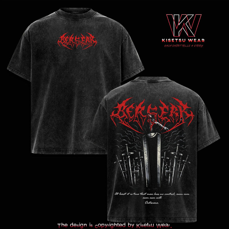Guts Gym Pump Cover T-Shirt – Berserk Vintage Washed Inspired Tee, Dark Fantasy Sword Anime Graphic Shirt, Oversized Anime Streetwear Apparel, Soft Cotton Casual Unisex Top, Gift for Berserk Fans