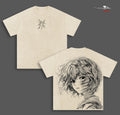 Rei Ayanami Neon Genesis Evangelion Anime Double Printed Vintage Washed Tee Unisex Oversize Anime Manga Washed Heavyweight Cotton T-shirt