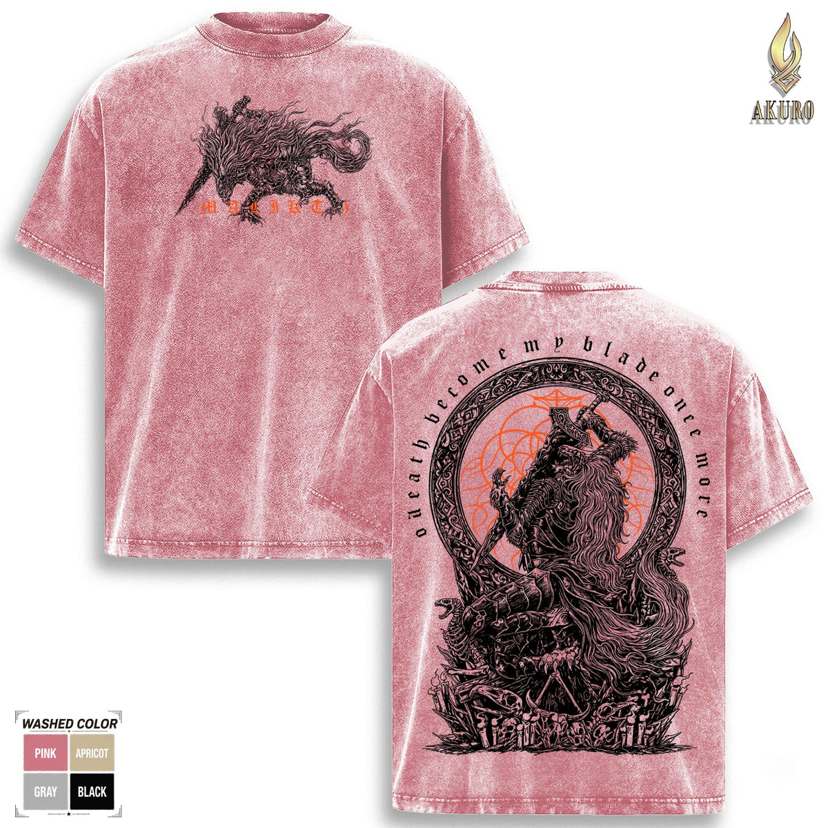 The Black Blade Maliketh - Elden Ring Game Edition Double Printed Oversize Lightweight Acid T-Shirt, Elden Ring Fans, RPG Game Graphic Tee, Streetwear Unisex Oversize Gift for RPG Game Lovers