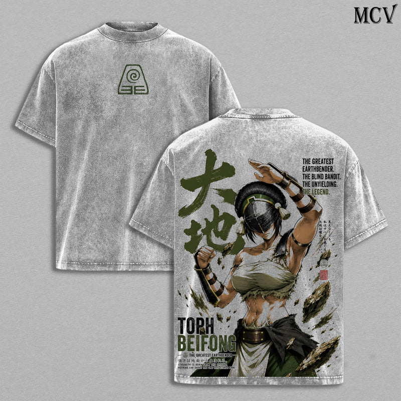 Toph Beifong Avatar Tee – Toph Beifong Vintage Washed T-Shirt | Blind Bandit | Greatest Earthbender | Avatar Aang: The Last Airbender Graphic Tee | Heavy Cotton Unisex Oversized Streetwear Top
