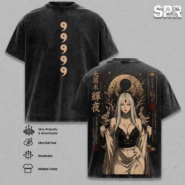 Kaguya Otsutsuki – Naruto Oversize Anime Graphic Tee, Acid Washed Heavy Cotton Shirt, Vintage Manga Streetwear, Unisex Casual Wear, Anime Merch, Gift for Anime Fans