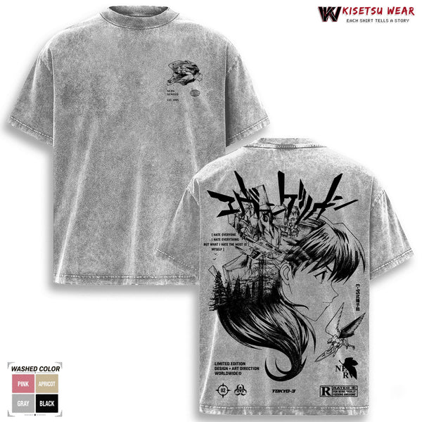 Rei Ayanami Shirt, Neon Genesis Evangelion Tee, EVA Unit 00 Graphic T Shirt, Vintage Washed Anime Streetwear, Oversized Cotton Manga Apparel, Gift For Anime Fans