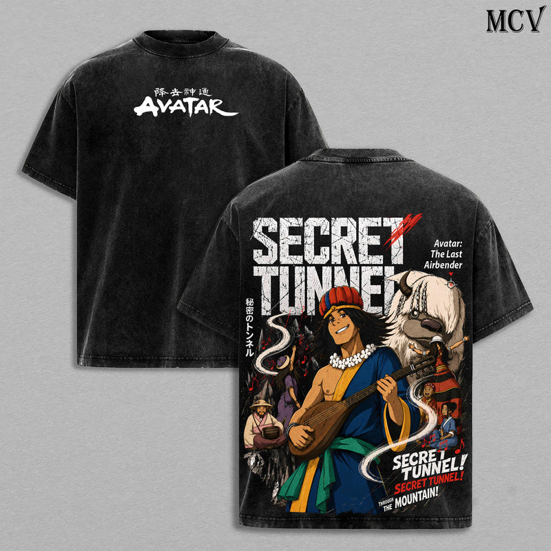 Secret Tunnel Avatar: The Last Airbender T-Shirt – Secret Tunnel Vintage Washed Tee | Chong | The Cave of Two Lovers Graphic Tee | Heavy Cotton Unisex Oversized Streetwear Top