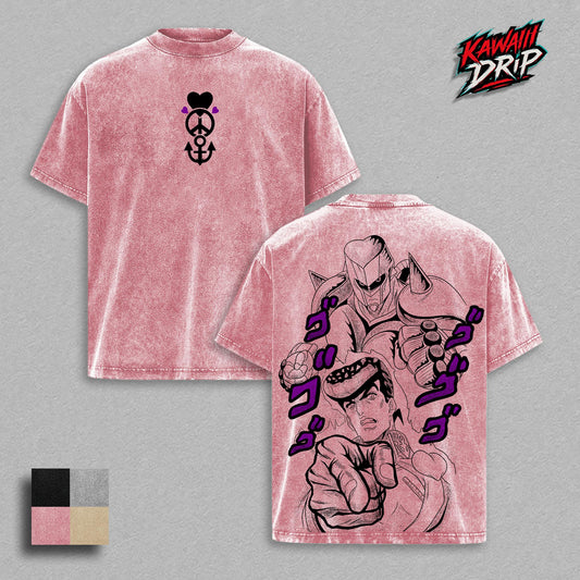 Josuke Higashikata JoJo Shirt & Hoodie | Crazy Diamond Stand Anime Graphic Tee Hoodie Set | JoJo’s Bizarre Adventure Manga Streetwear | Vintage Clothing Washed Oversized Heavyweight Cotton T-Shirt Hoodie | JJBA Fan Merch Unisex Casual Wear