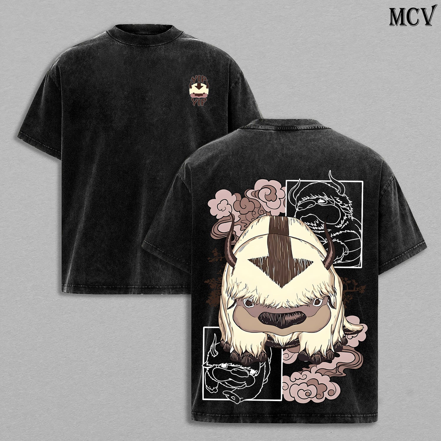 Appa Avatar T-Shirt, Flying Bison Anime Tee, Cute Companion Graphic Vintage Washed Tee