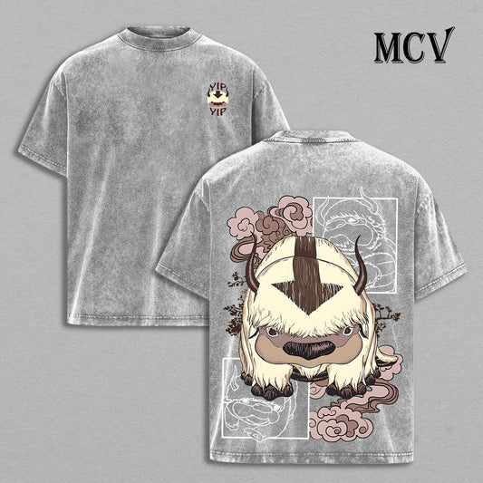 Appa Avatar T-Shirt, Flying Bison Anime Tee, Cute Companion Graphic Vintage Washed Tee
