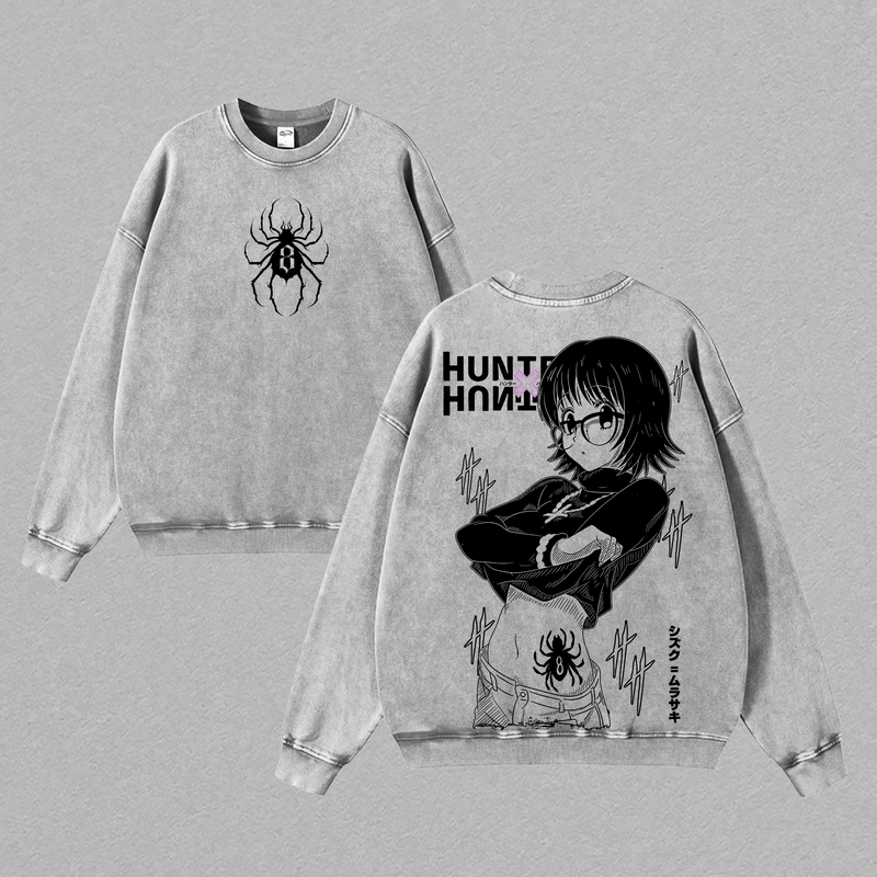 Hunter x Hunter Shizuku Murasaki Tee | Phantom Troupe Spider #8 Shirt | Vintage Washed Oversized Anime T-Shirt | Manga Streetwear Graphic Top | HxH Aesthetic Tee