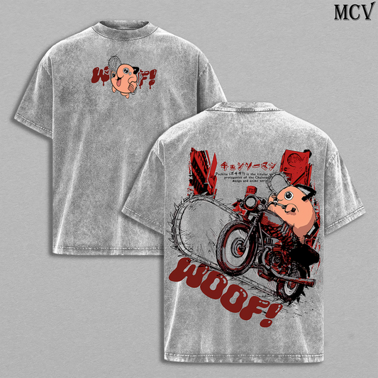 Kawaii Pochita Chainsaw Man – Vintage Washed Anime Graphic Tee