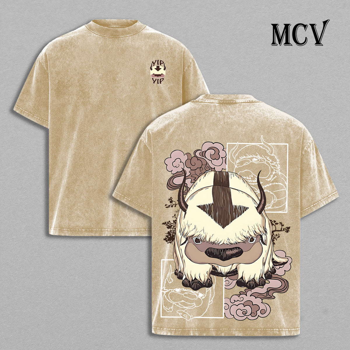 Appa Avatar T-Shirt, Flying Bison Anime Tee, Cute Companion Graphic Vintage Washed Tee