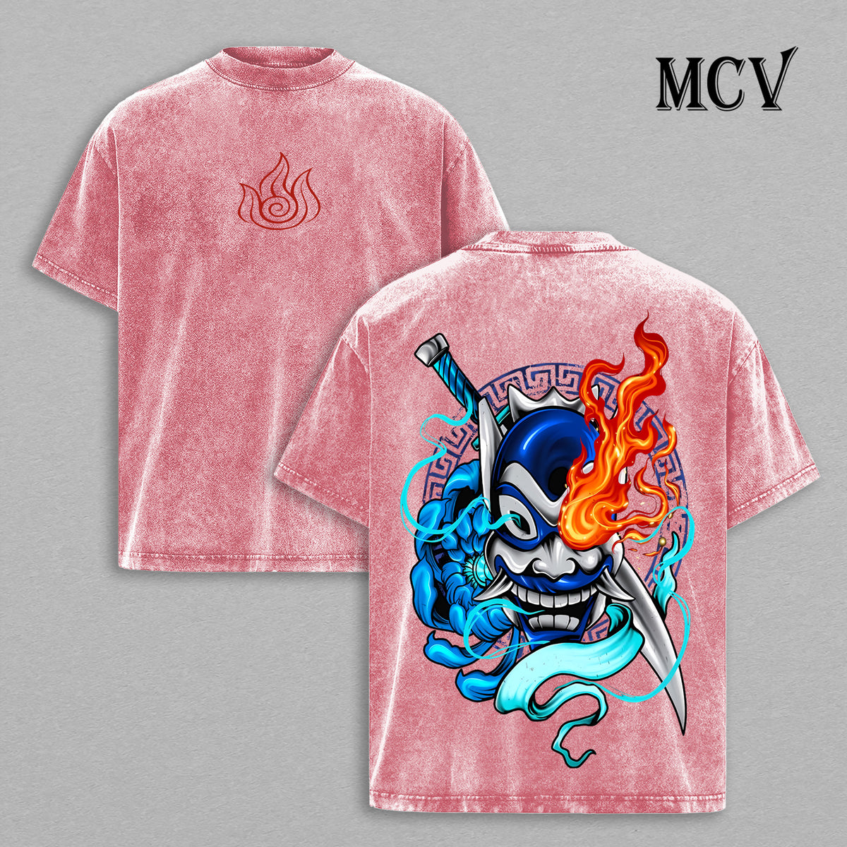 Zuko Blue Spirit Mask Tee – Avatar The Last Airbender Vintage Washed Oversized Anime T-Shirt